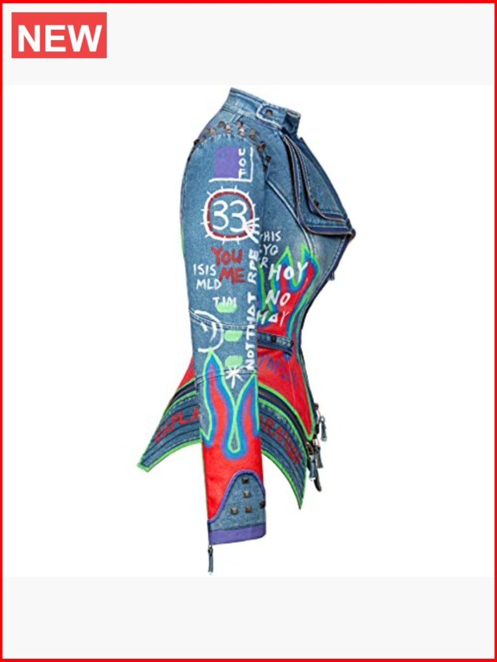 Punk Floral Embroidered Faux Leather Moto Jacket - Picture 3 of 4